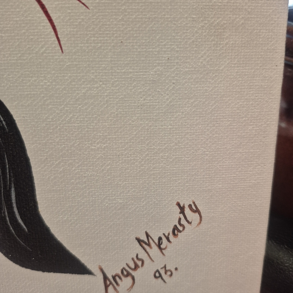 Original Indigenous Artwork Angus Merasty Signed 1995 Eagle Native Portrait Art - Picture 2 of 5